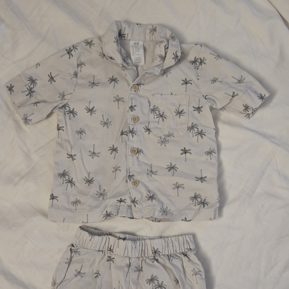 H&M Gray Palm Tree Kids Pajama Set